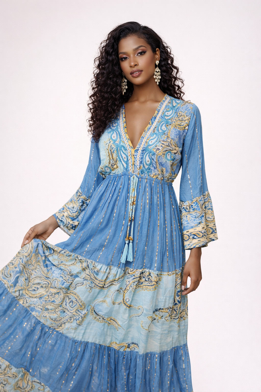 Ocean Reverie Embroidered Maxi Dress