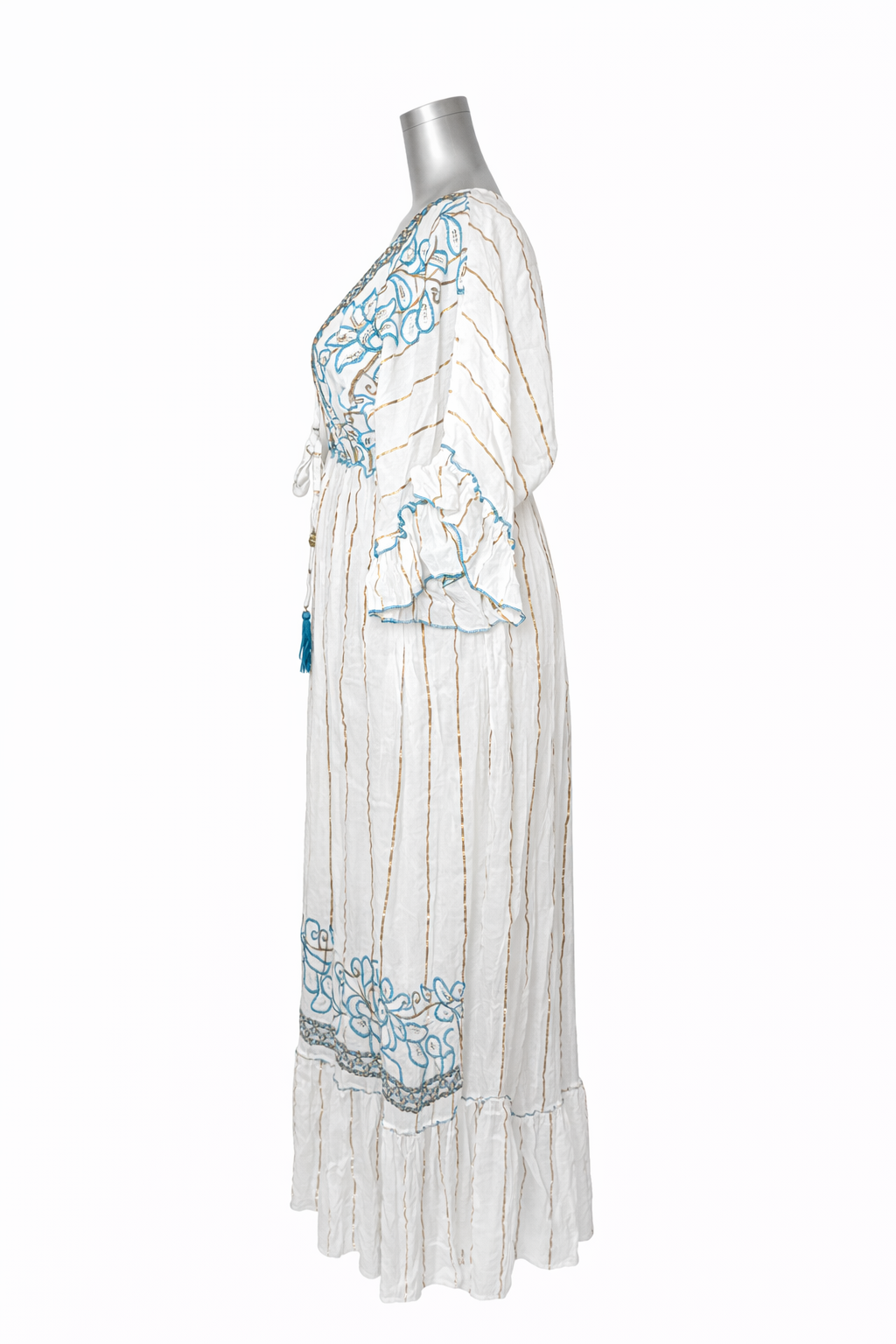 Azure Solara Embroidered Maxi Dress