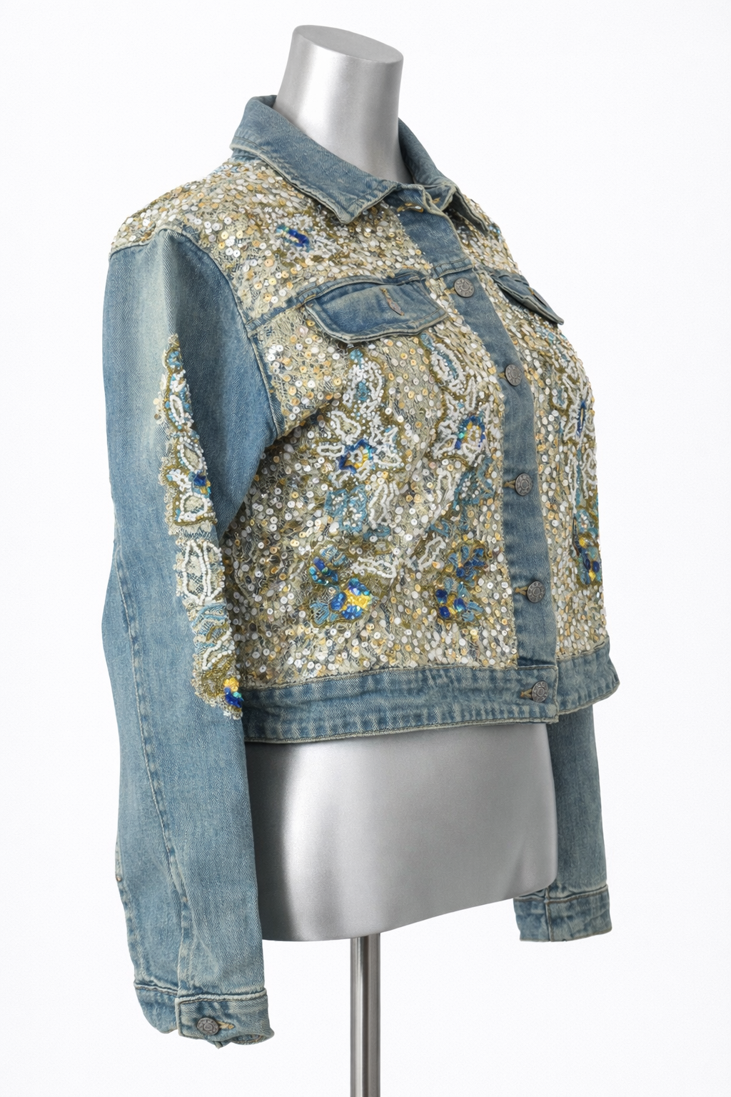 Celestial Tide Embellished Denim Jacket