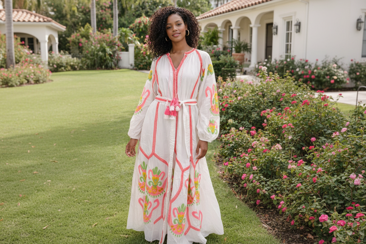 Blush Oasis Embroidered Maxi Dress