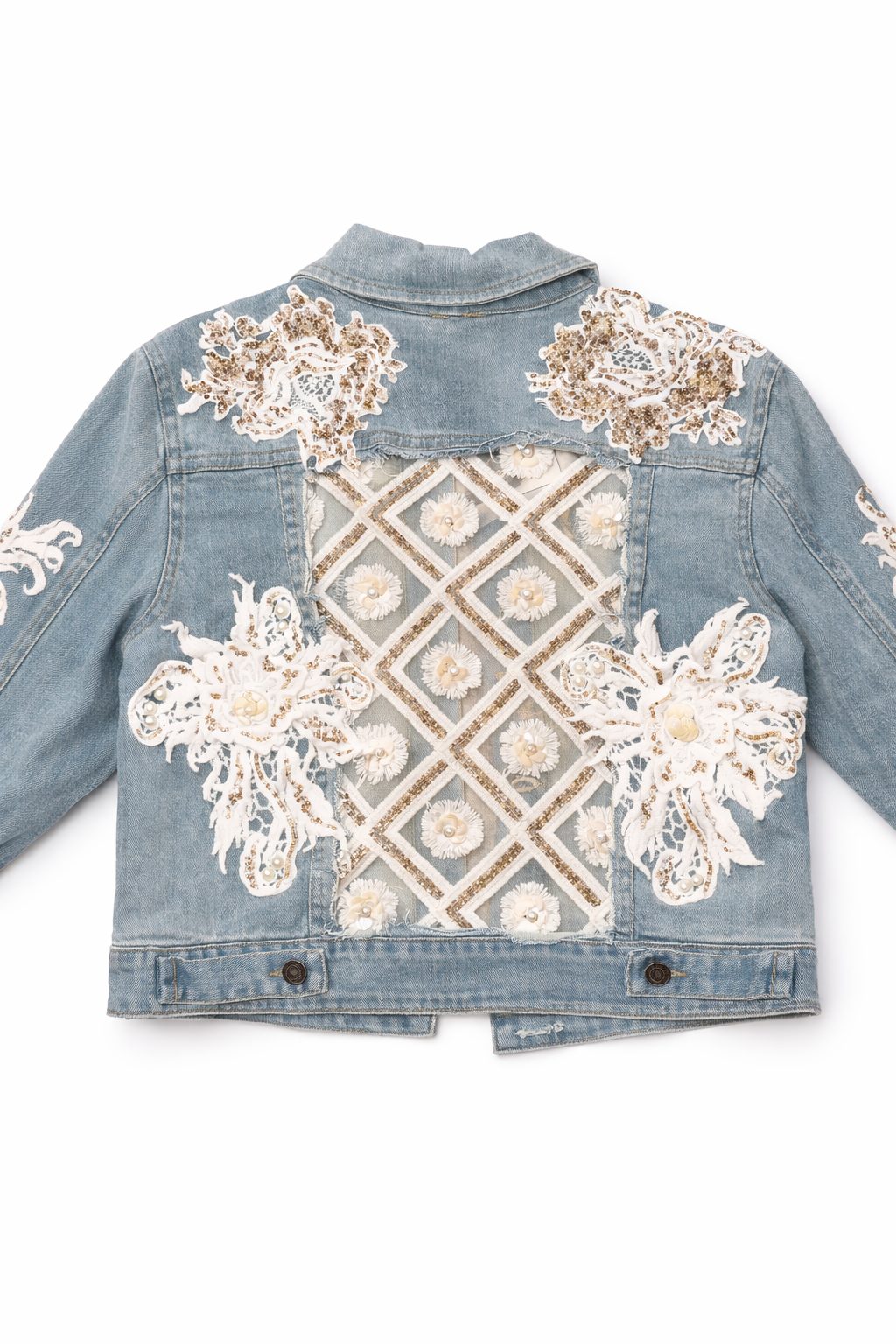 Ivory Heirloom Lace Denim Jacket