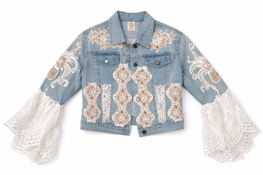 Ivory Heirloom Lace Denim Jacket