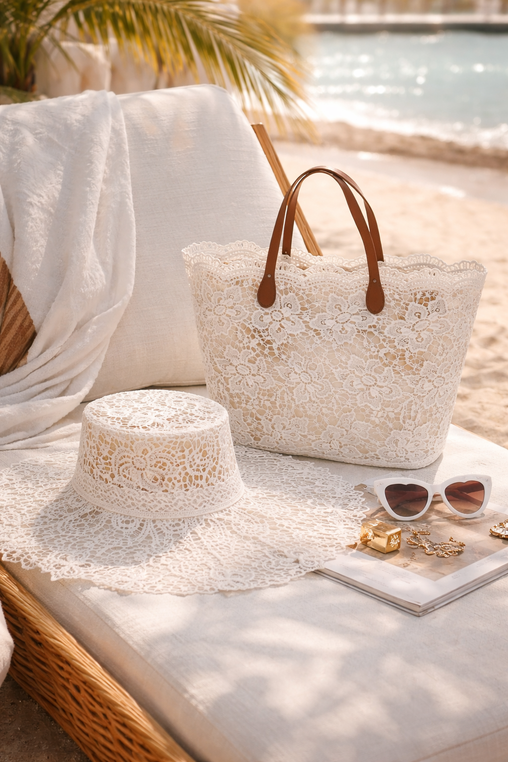 Lace Garden Tote & Hat Set