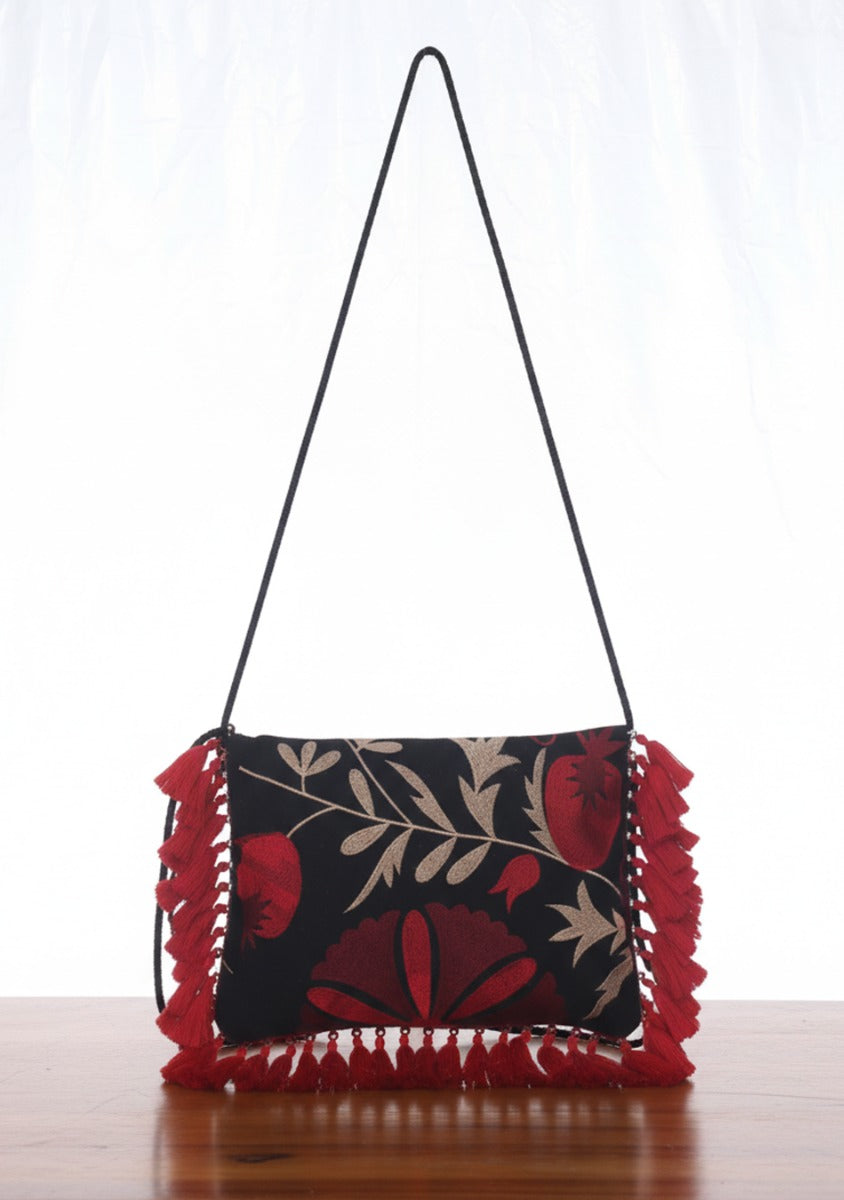Scarlet Nomad Tassel Clutch
