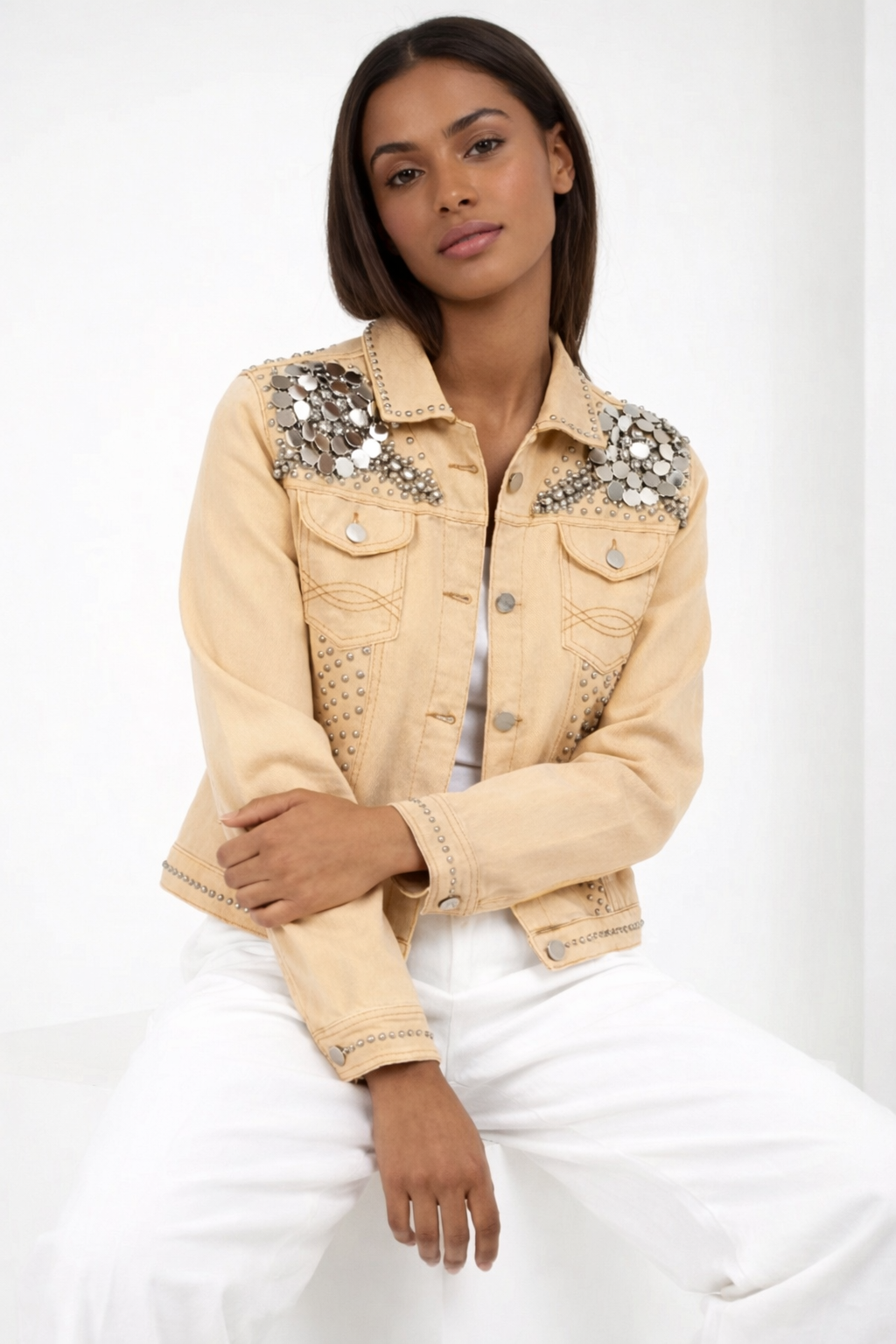 Golden Mirage Embellished Denim Jacket