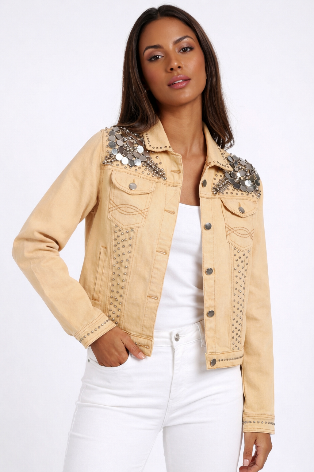 Golden Mirage Embellished Denim Jacket
