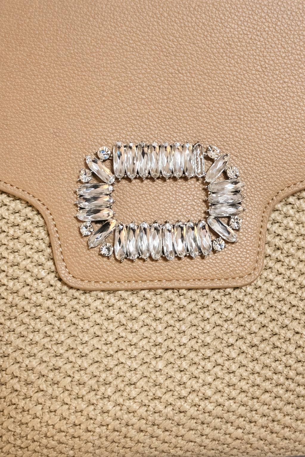 Golden Riviera Straw & Crystal Clutch