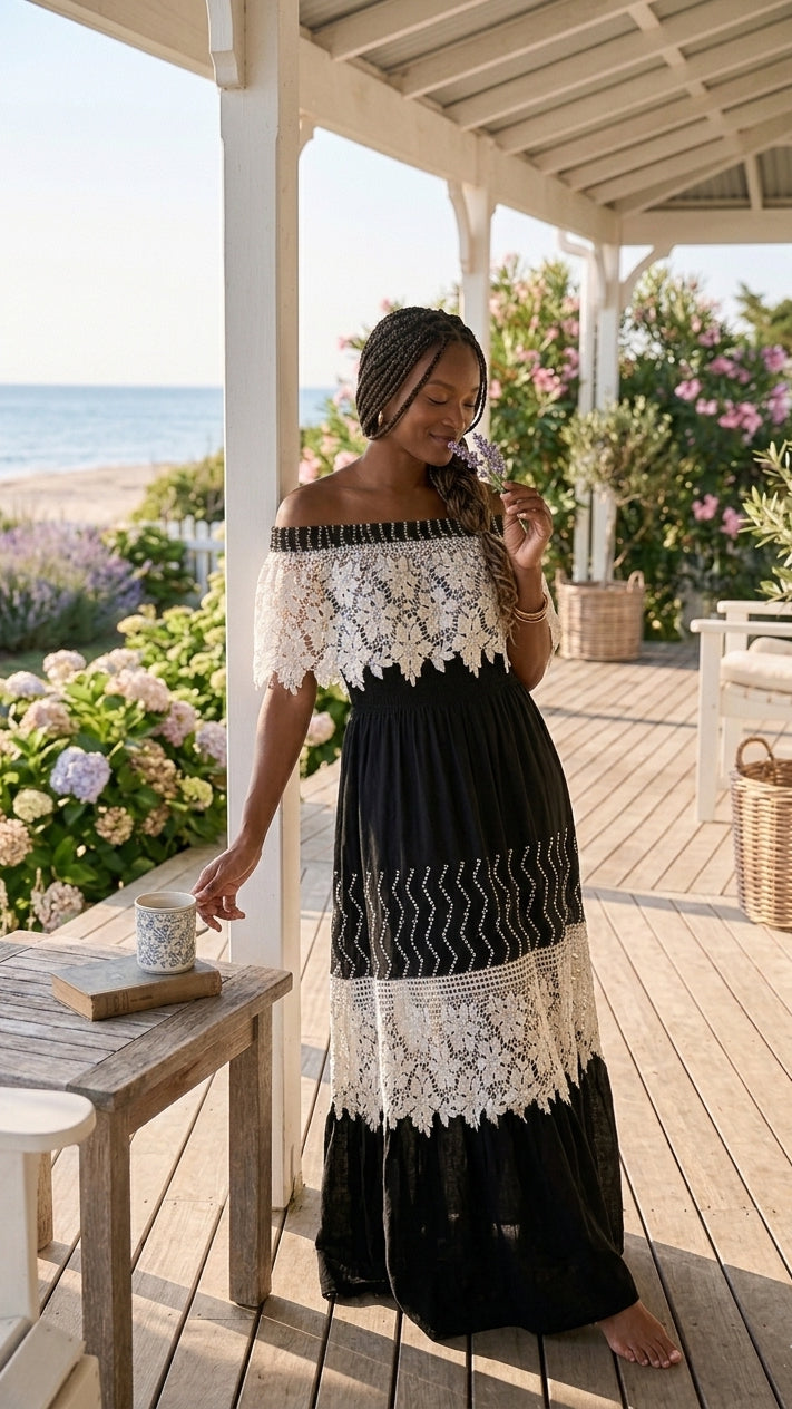 Midnight Garden Lace Maxi Dress