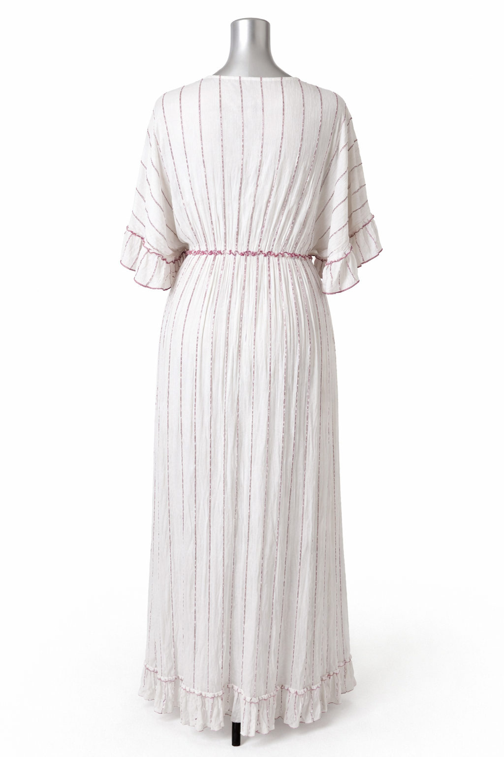 Raspberry Mirage” Embroidered Cotton Maxi Dress