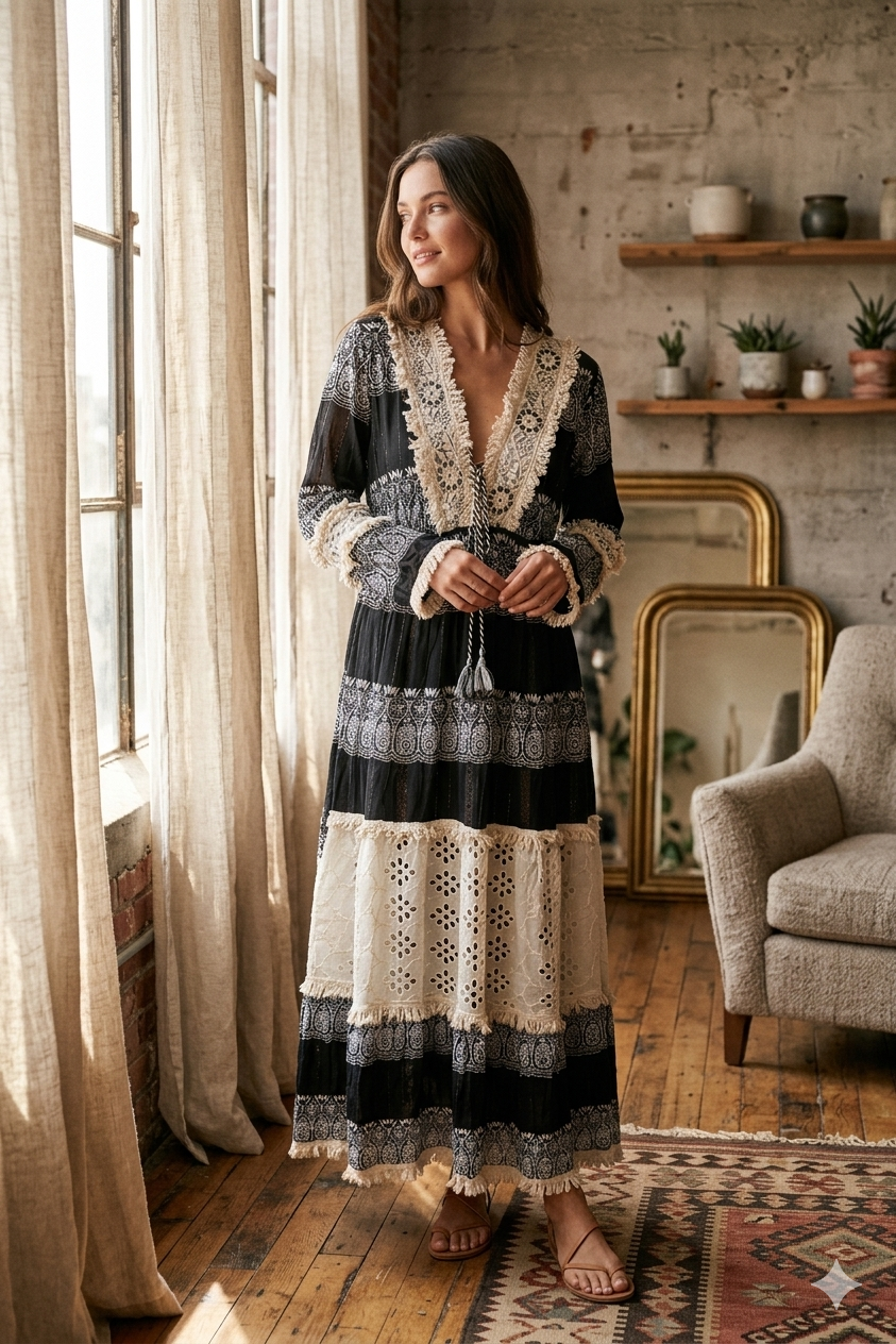 Midnight Lace Nomad Maxi Dress