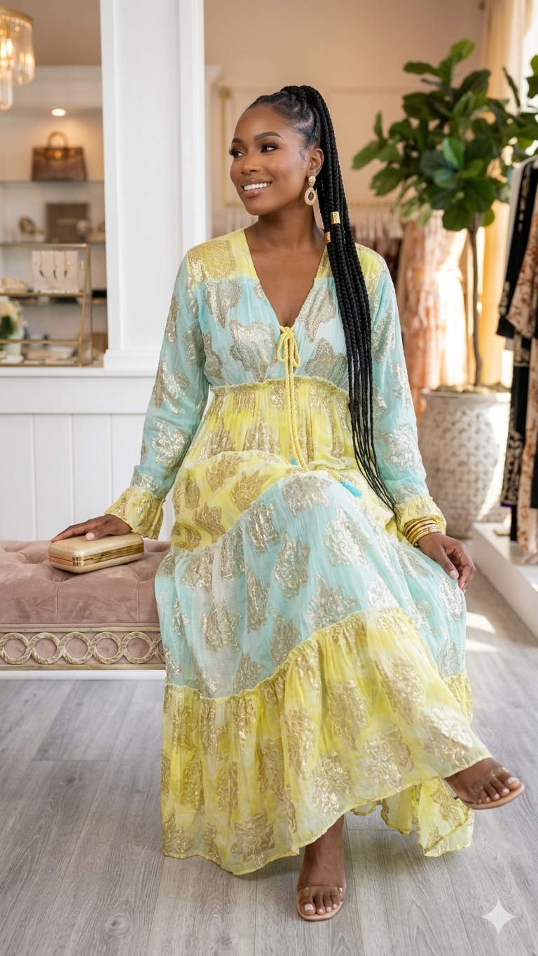 Golden Tide Bohemian Maxi Dress