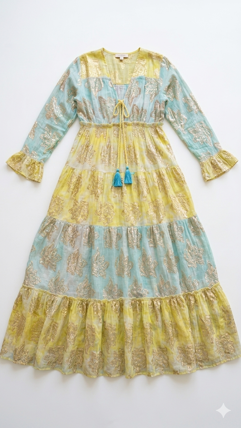 Golden Tide Bohemian Maxi Dress