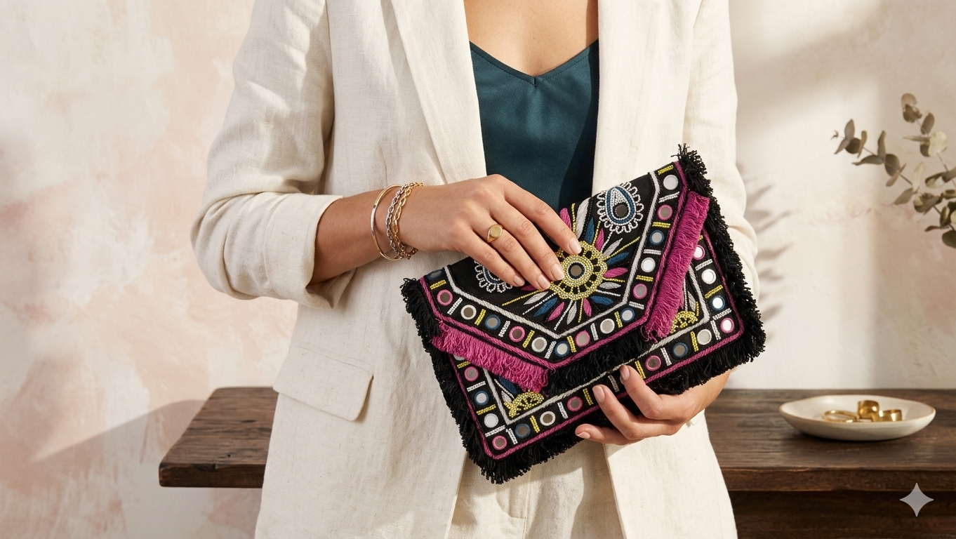 Aurora Fringe Jewel Clutch
