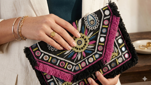 Aurora Fringe Jewel Clutch
