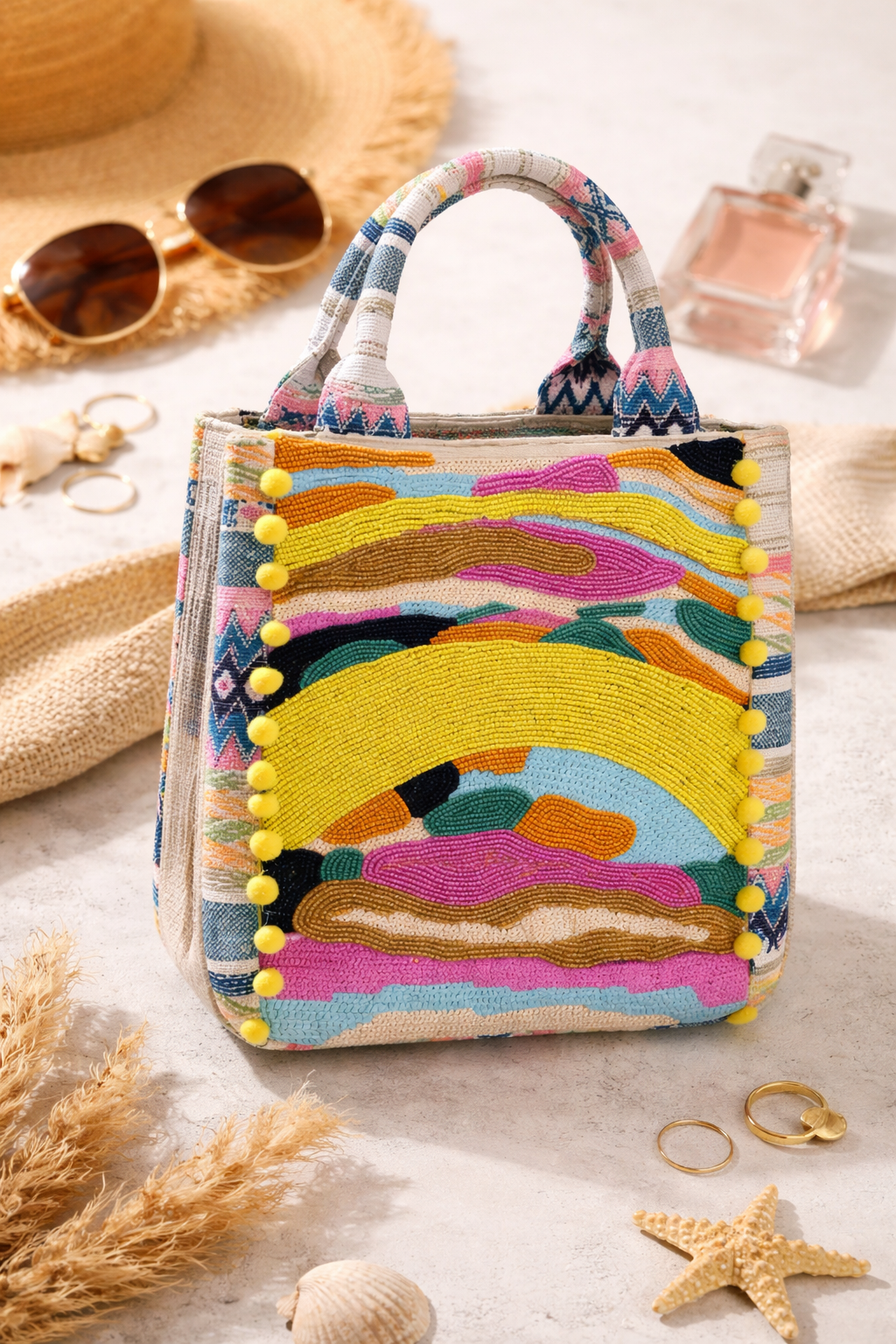 Sunset Mirage Beaded Tote