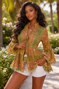Verdant Muse Embroidered Boho Blouse