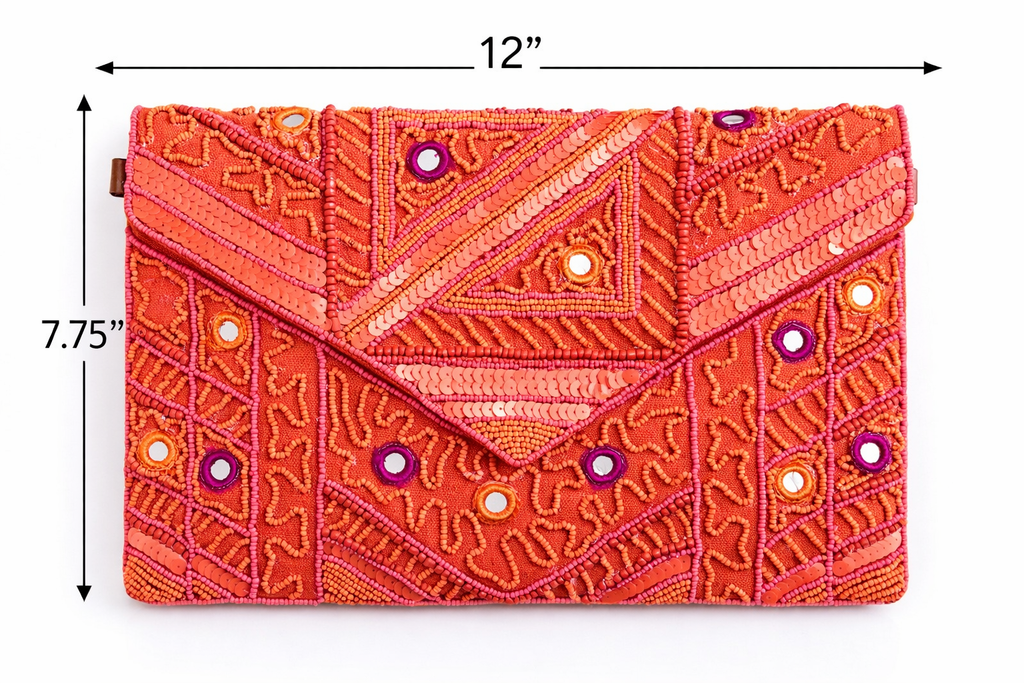 Coral Mirage Beaded Clutch