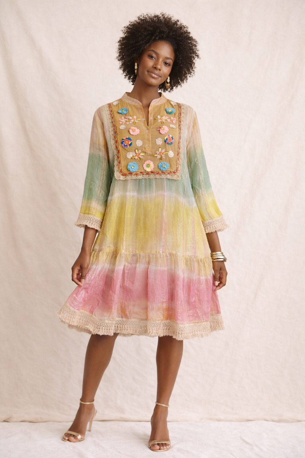 Luna Garden Embroidered Tunic Coverup Dress