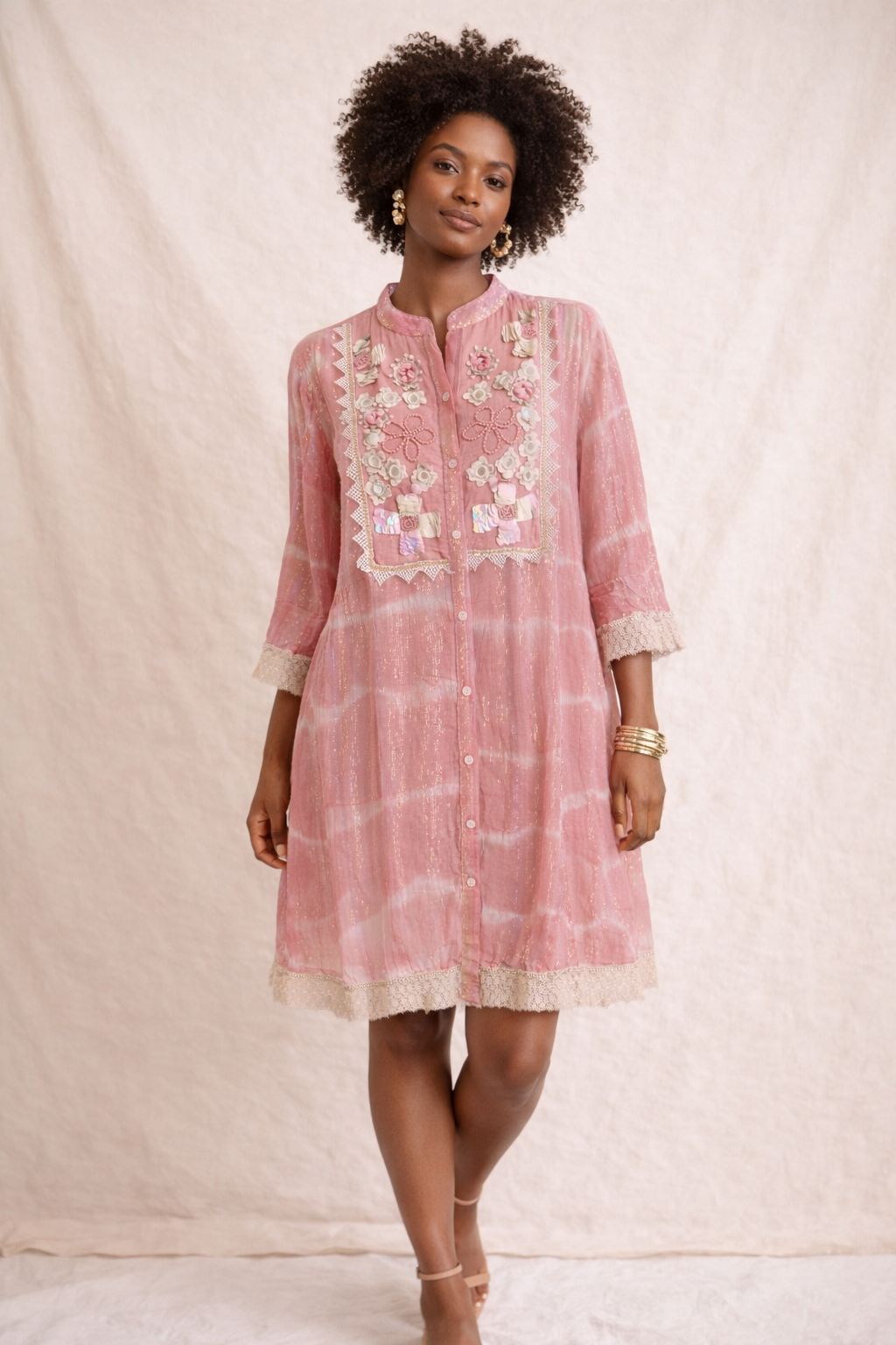 Luna Garden Embroidered Tunic Dress