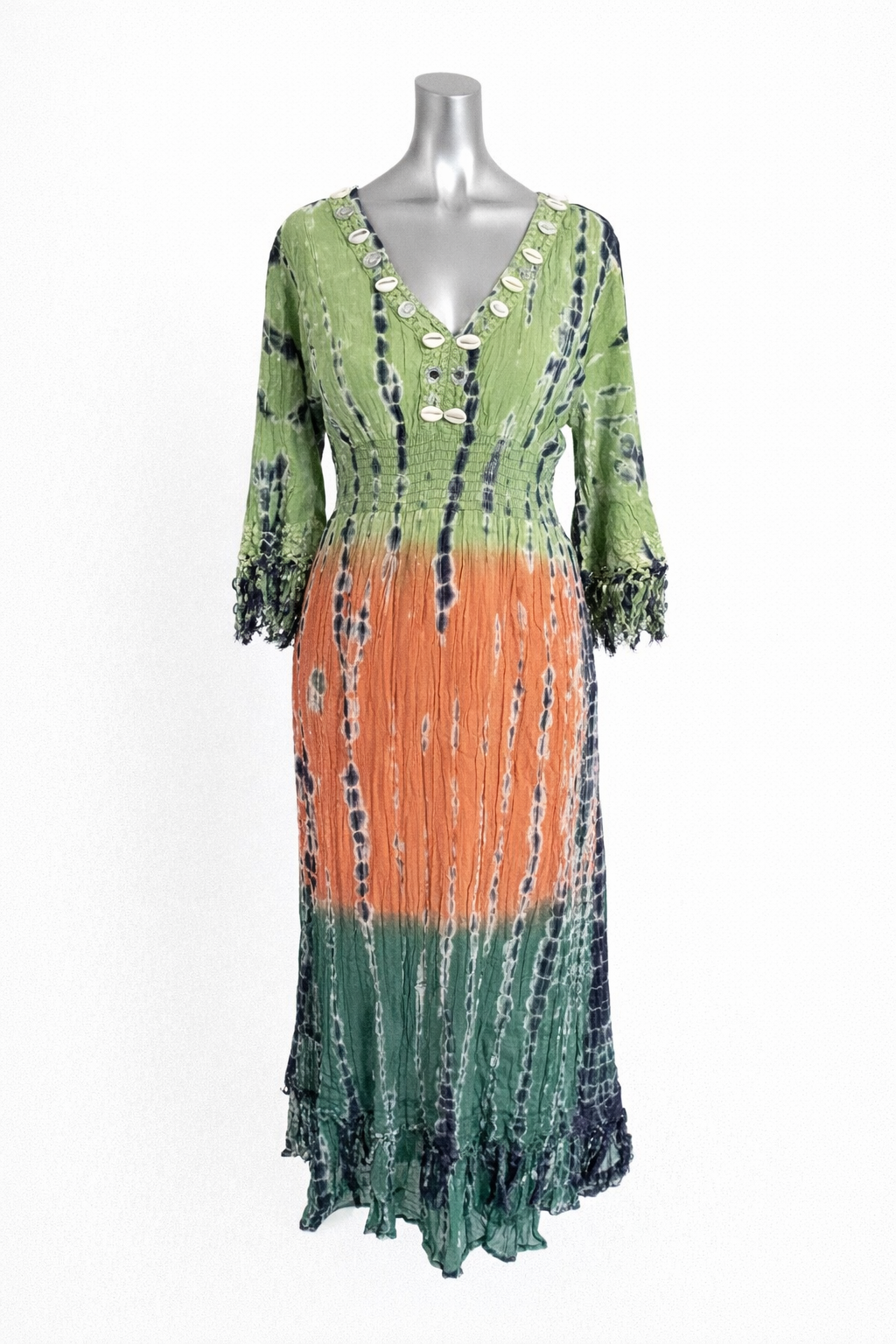 Emerald Sunset Tie-Dye Maxi Dress
