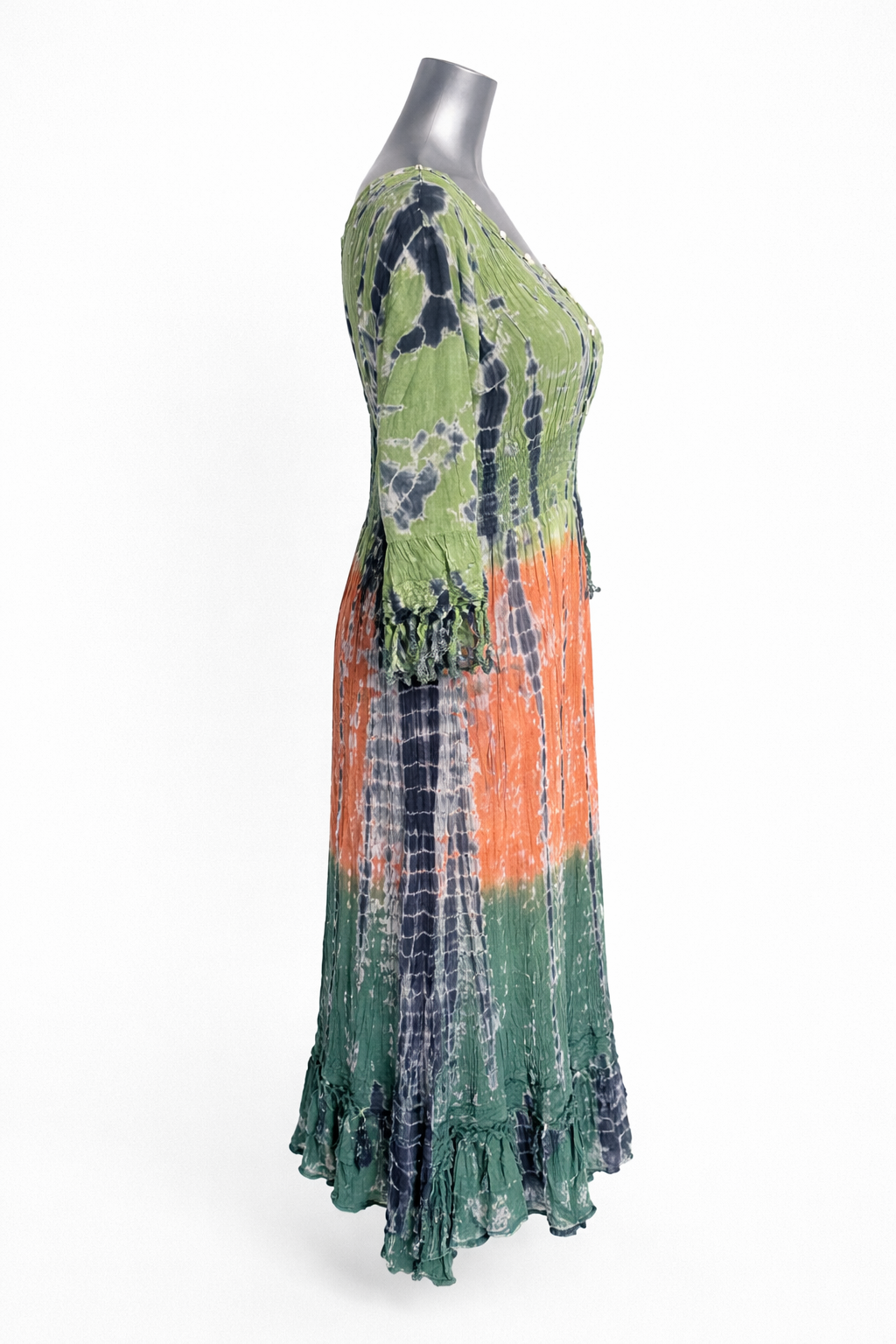 Emerald Sunset Tie-Dye Maxi Dress