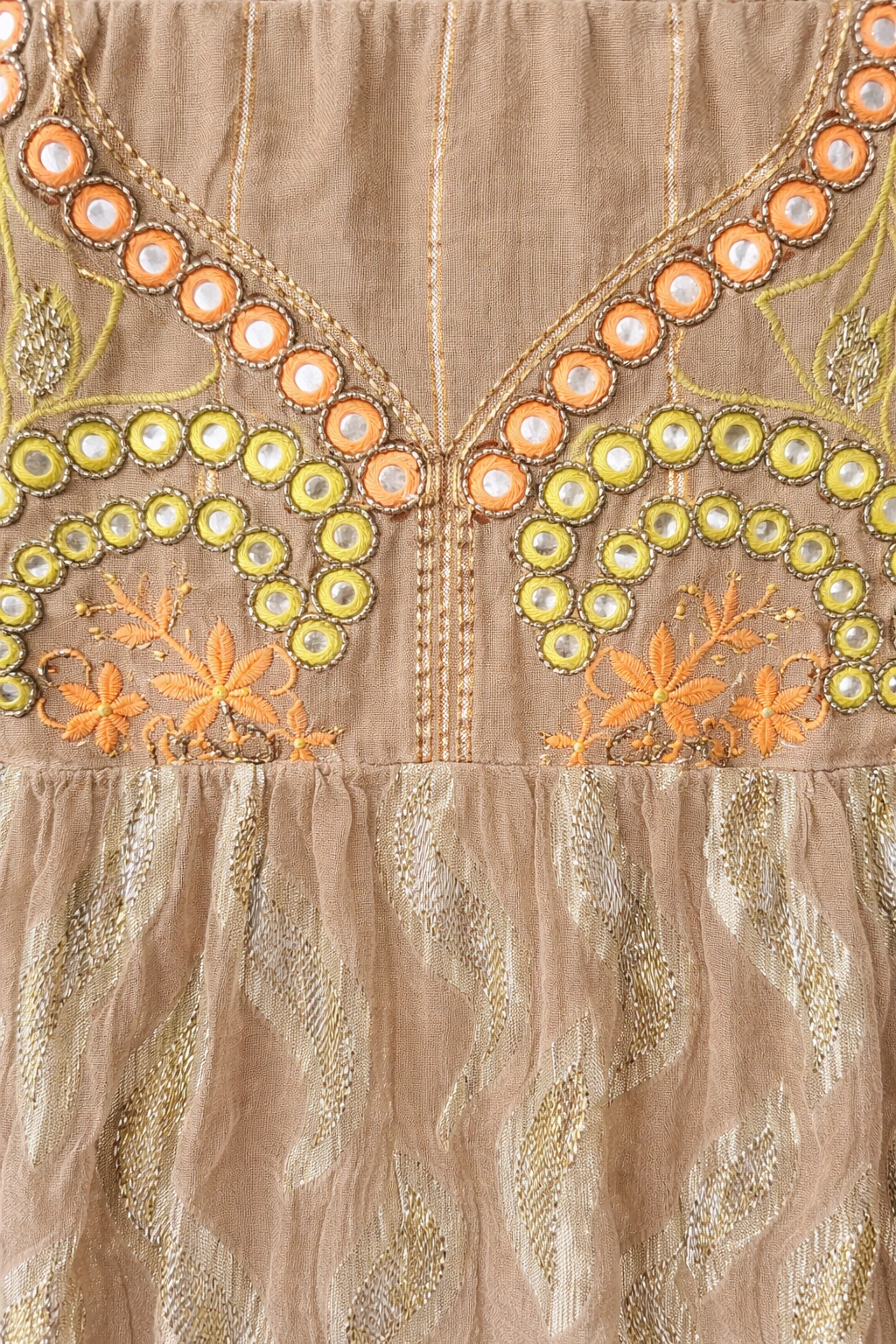 Golden Solstice Embroidered Maxi Dress