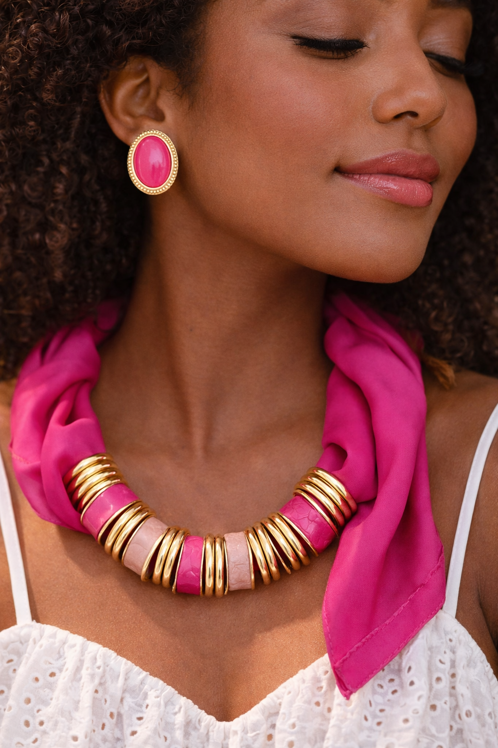 Rosé Luxe Silk Scarf Necklace Set