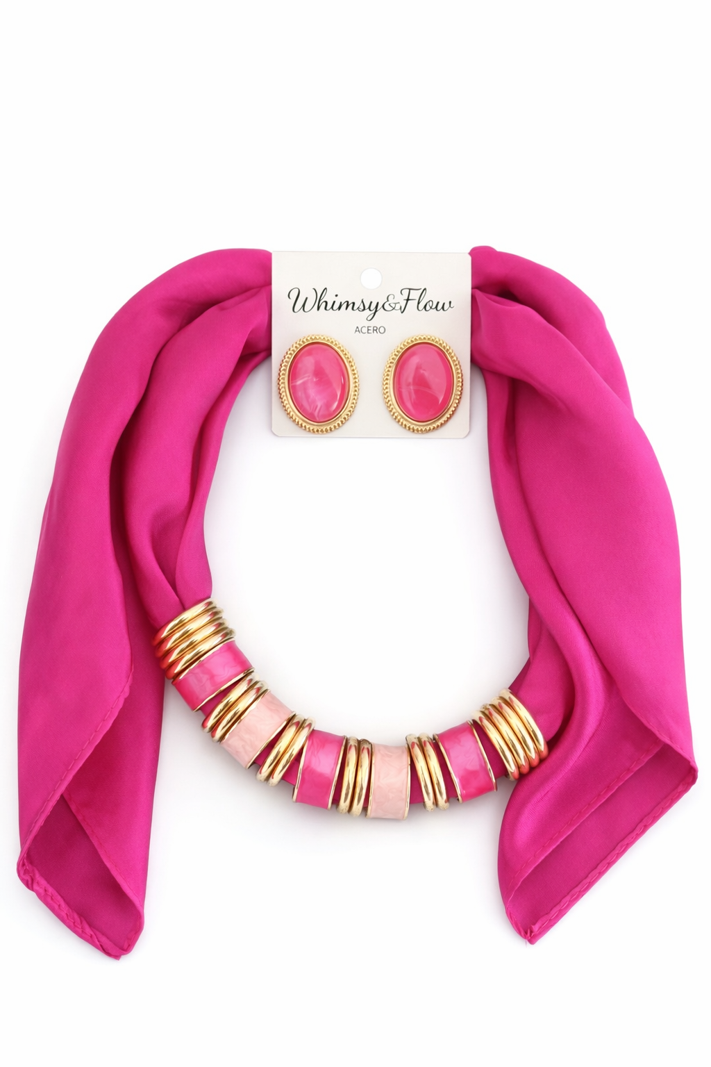 Rosé Luxe Silk Scarf Necklace Set