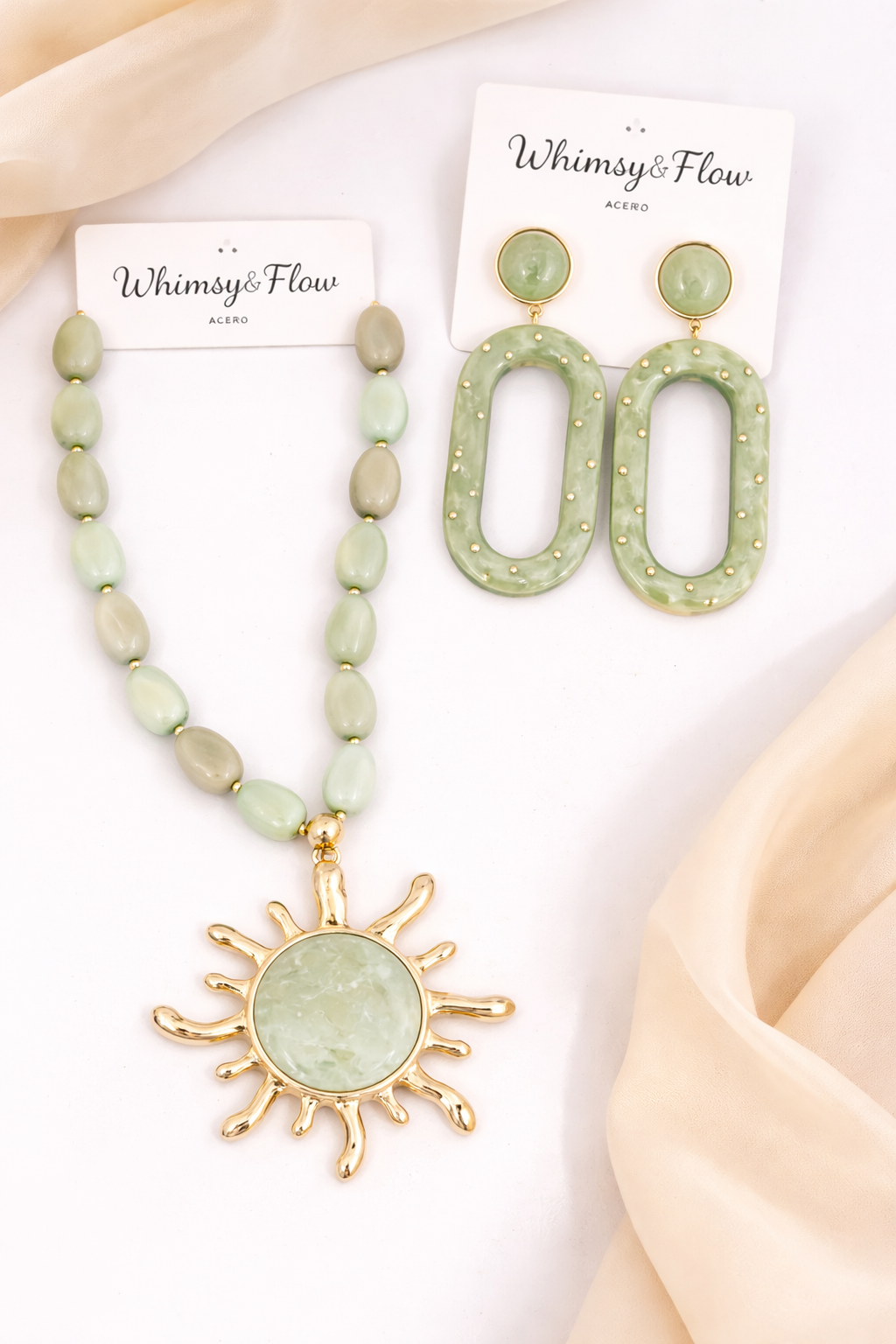 Solara Sage Sunburst Jewelry Set