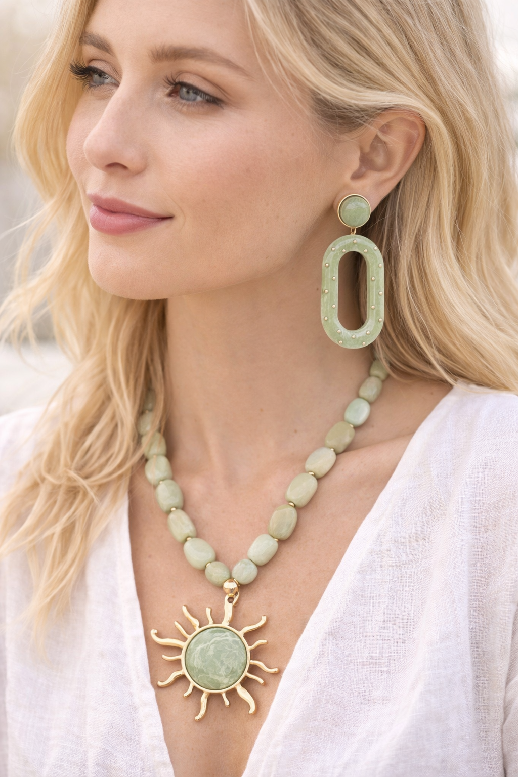 Solara Sage Sunburst Jewelry Set