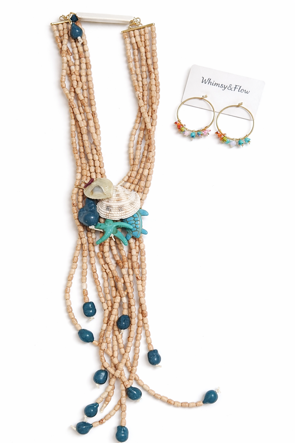 Seaside Drift Shell Tassel Necklace Set