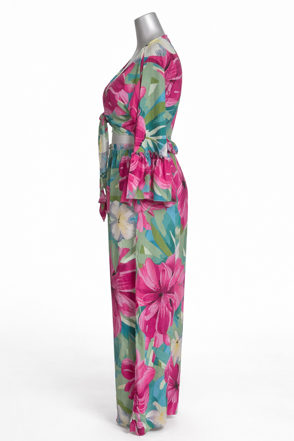 Hibiscus Breeze Cold-Pressed Silk Pant Set