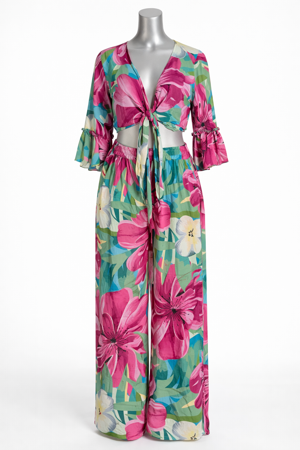 Hibiscus Breeze Cold-Pressed Silk Pant Set