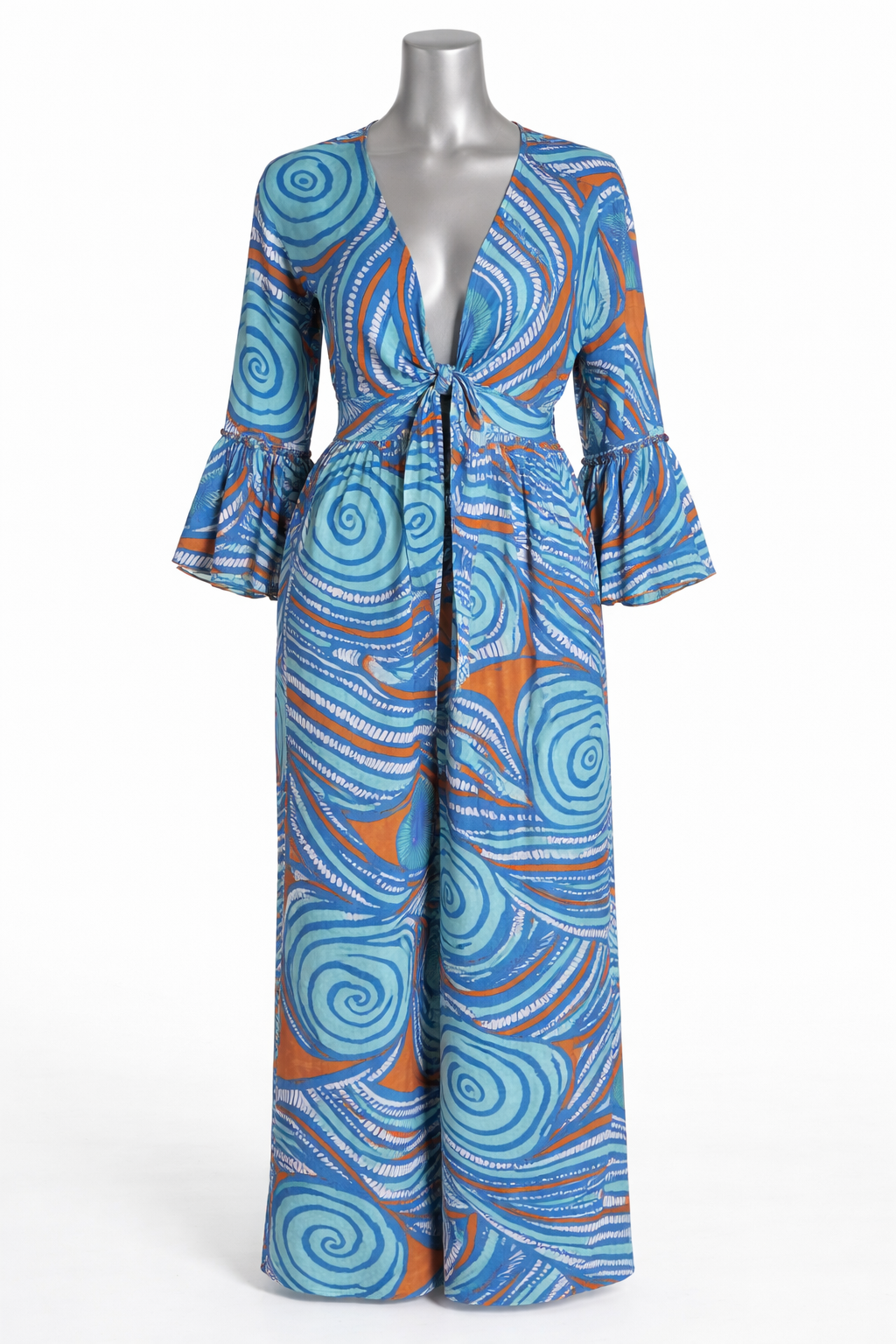 Ocean Waves Cold-Pressed Silk Pant Set