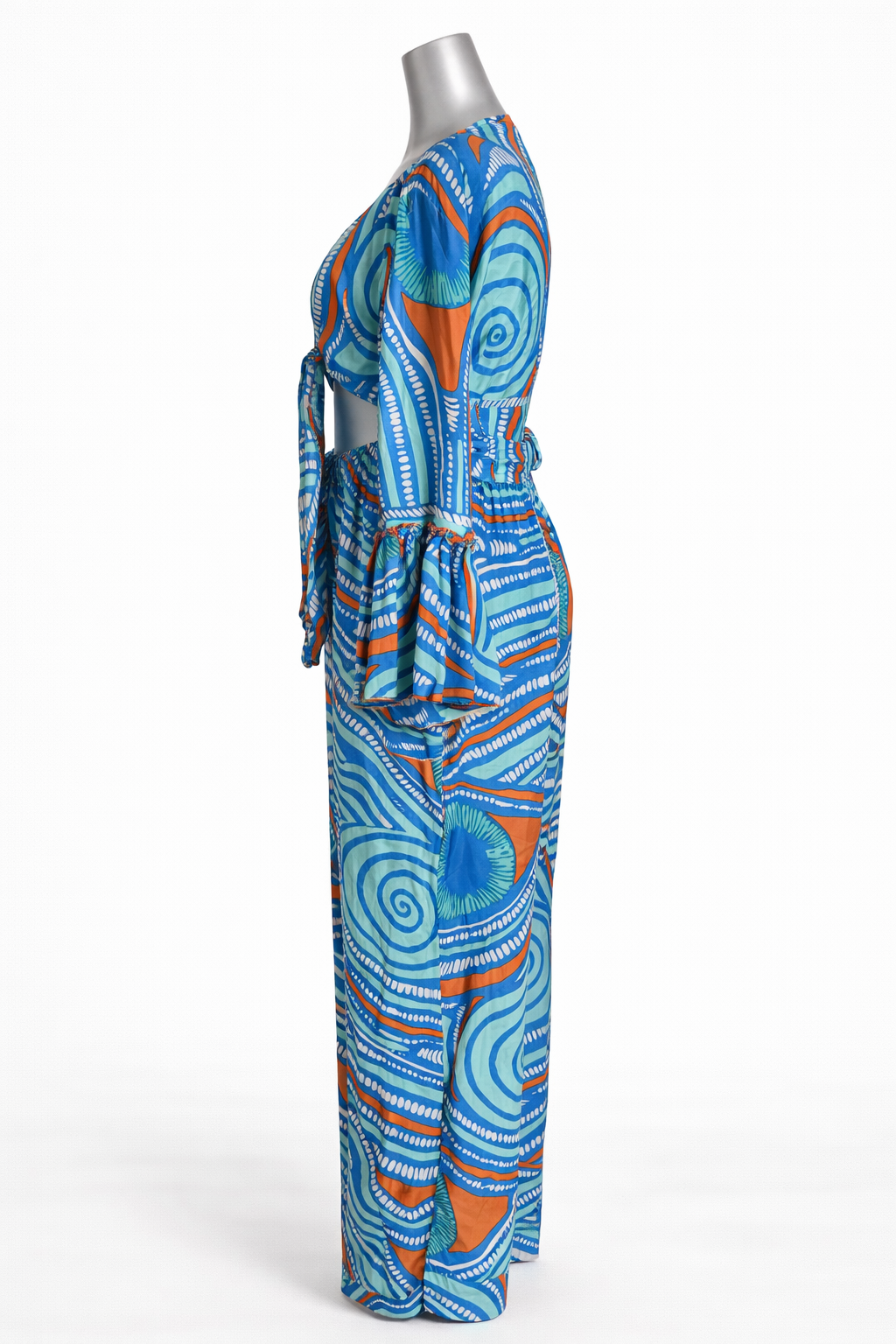 Ocean Waves Cold-Pressed Silk Pant Set