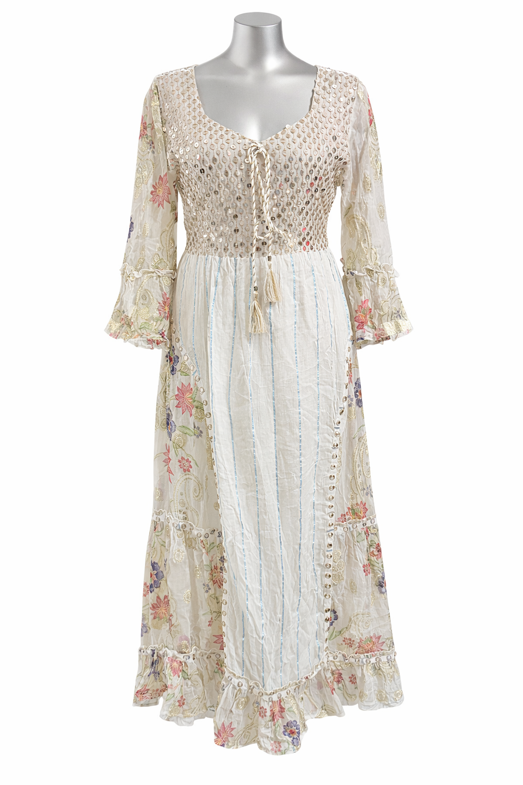 Midnight Mirage Embellished Boho Dress