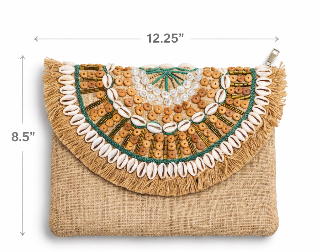 Seaside Muse Embellished Fringe Clutch