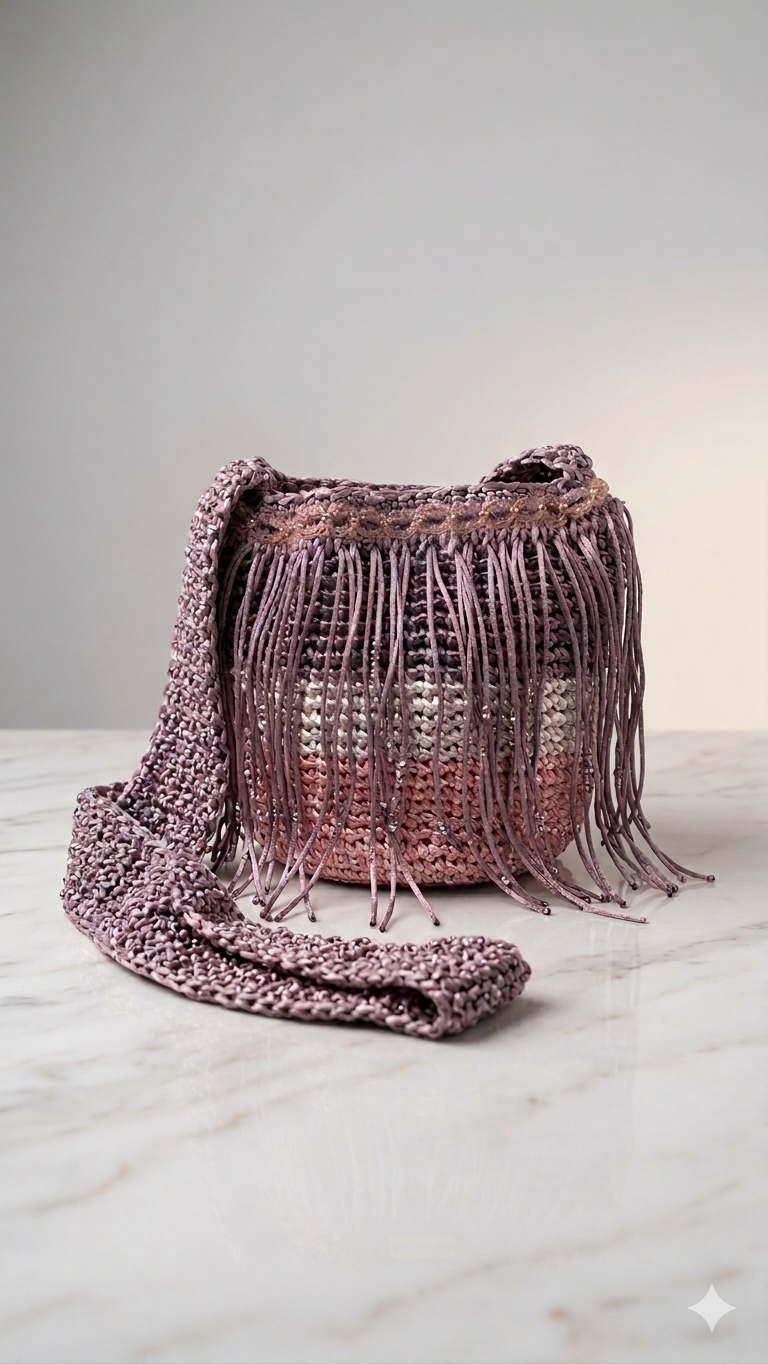 The Lavender Mist Tassel Bucket Bag