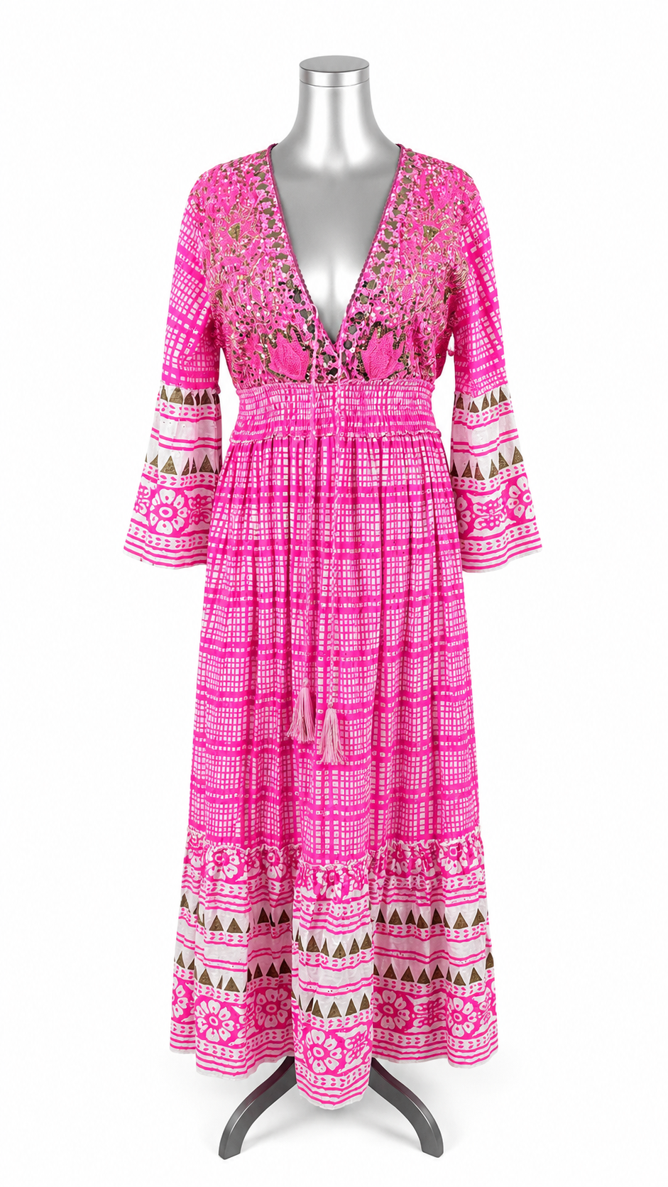 Santorini Sunset Embellished Maxi Dress