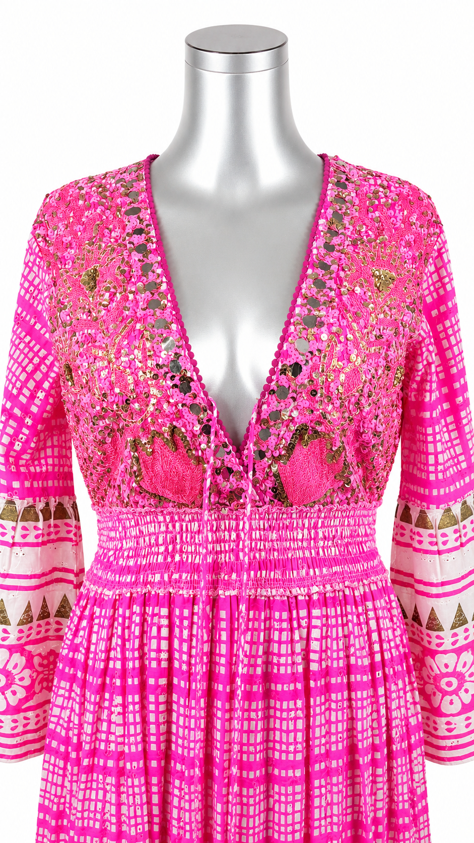 Santorini Sunset Embellished Maxi Dress