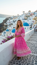 Santorini Sunset Embellished Maxi Dress