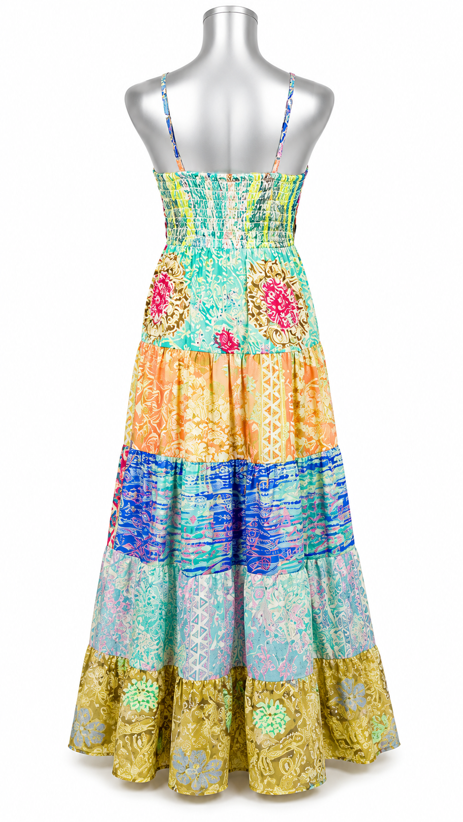 Midnight Mirage Patchwork Silk Dress