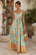 Golden Tide Silk Maxi Dress