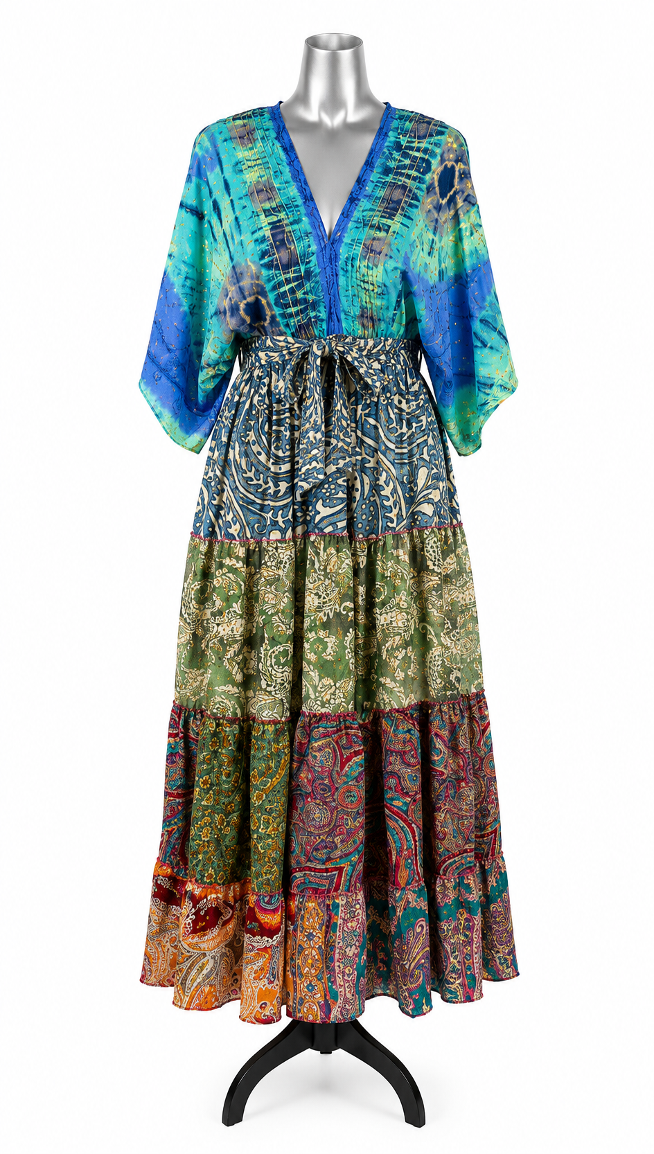 Azure Moon Patchwork Maxi Dress