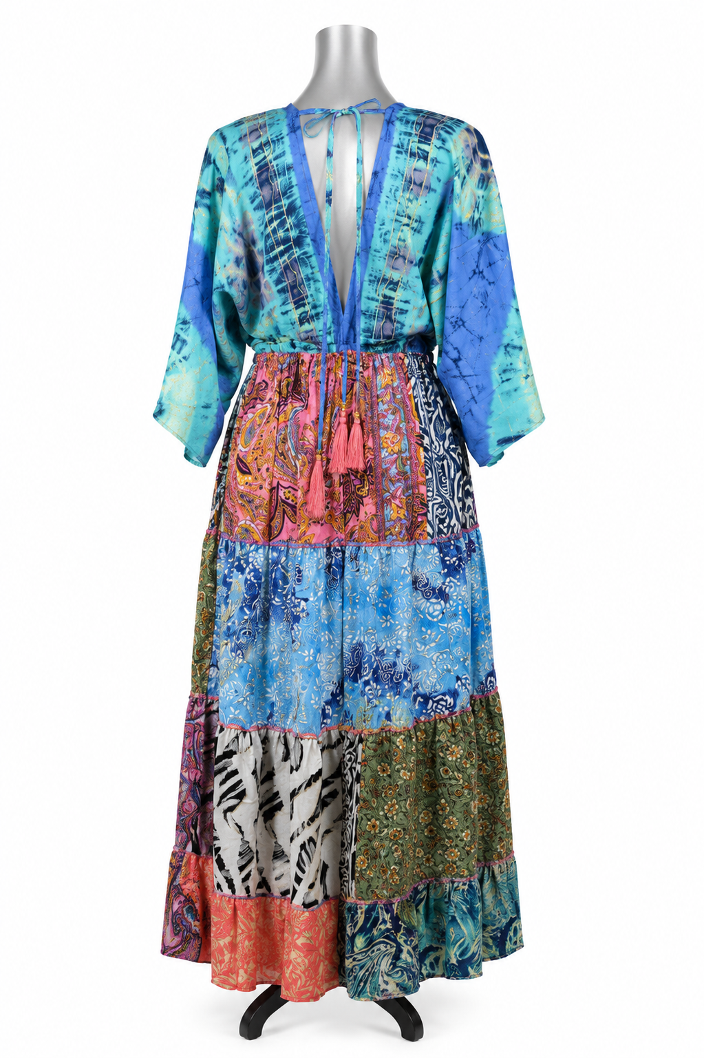 Azure Moon Patchwork Maxi Dress
