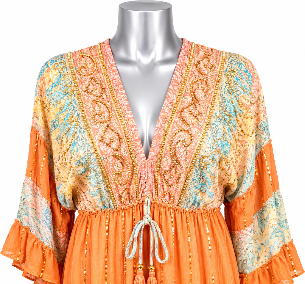 Amalfi Soleil Hand-Beaded Maxi Dress