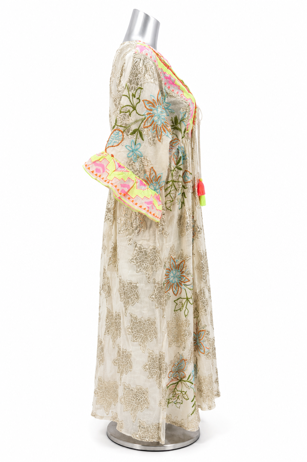 Neon Mirage Embroidered Maxi Dress