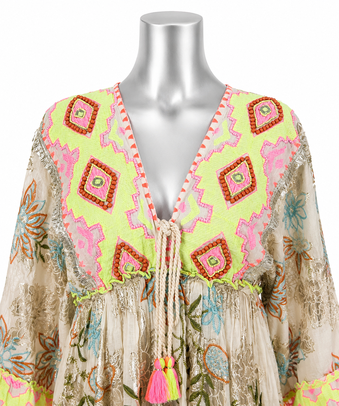 Neon Mirage Embroidered Maxi Dress