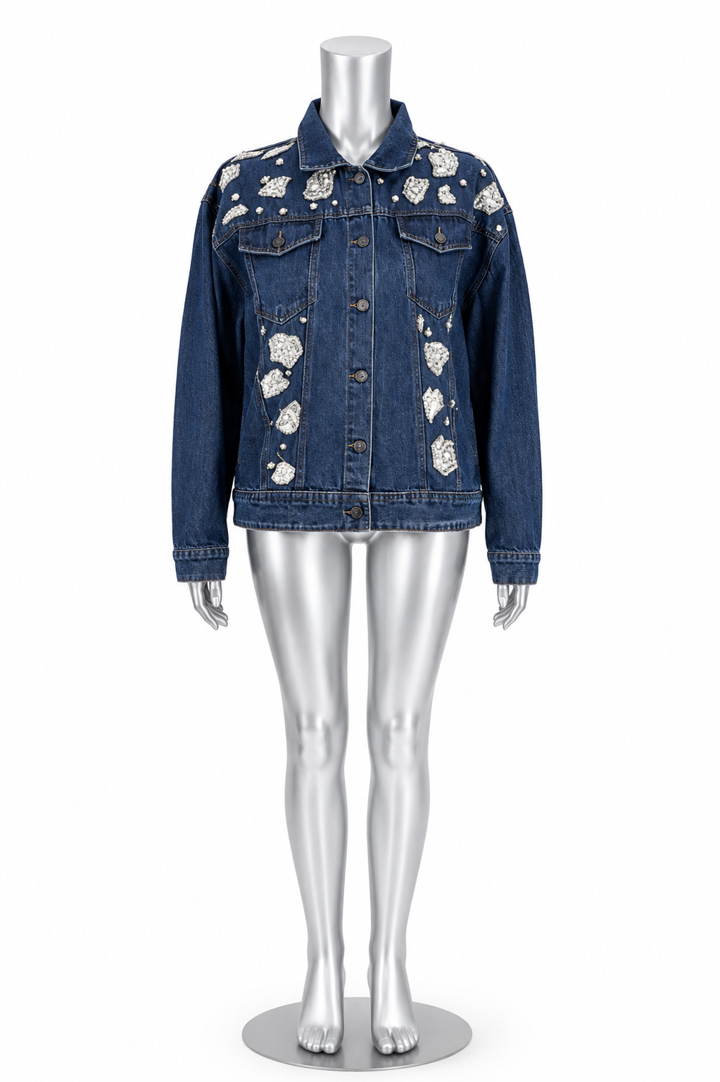 Midnight Mirage Beaded Denim Jacket