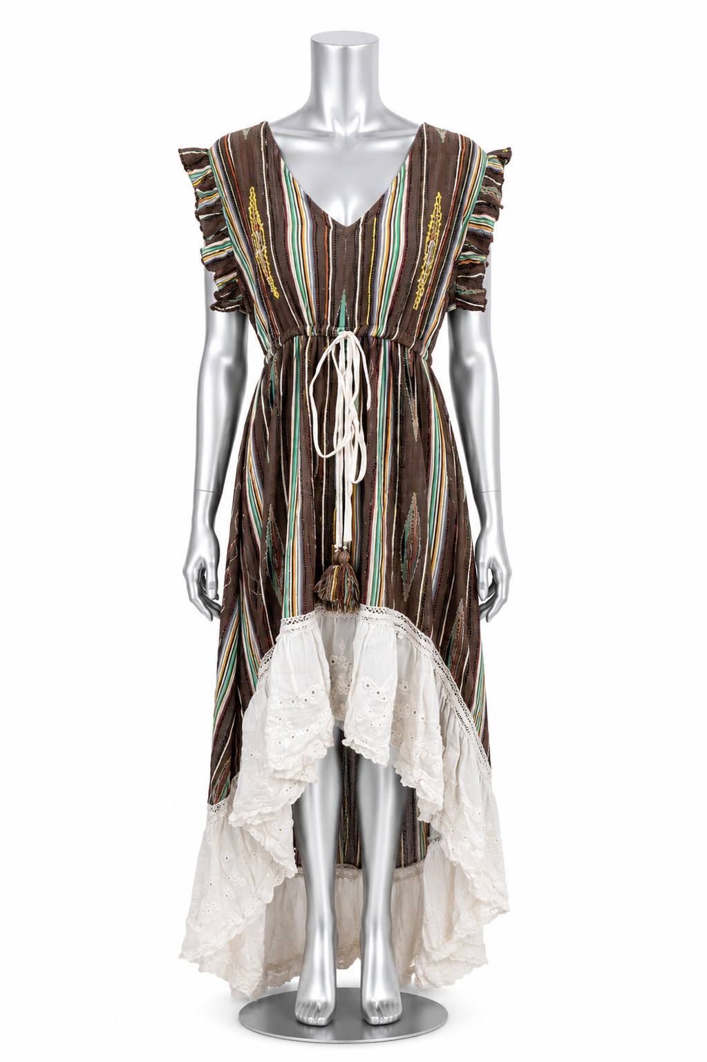 Desert Moon Hand-Beaded High-Low Maxi Dress